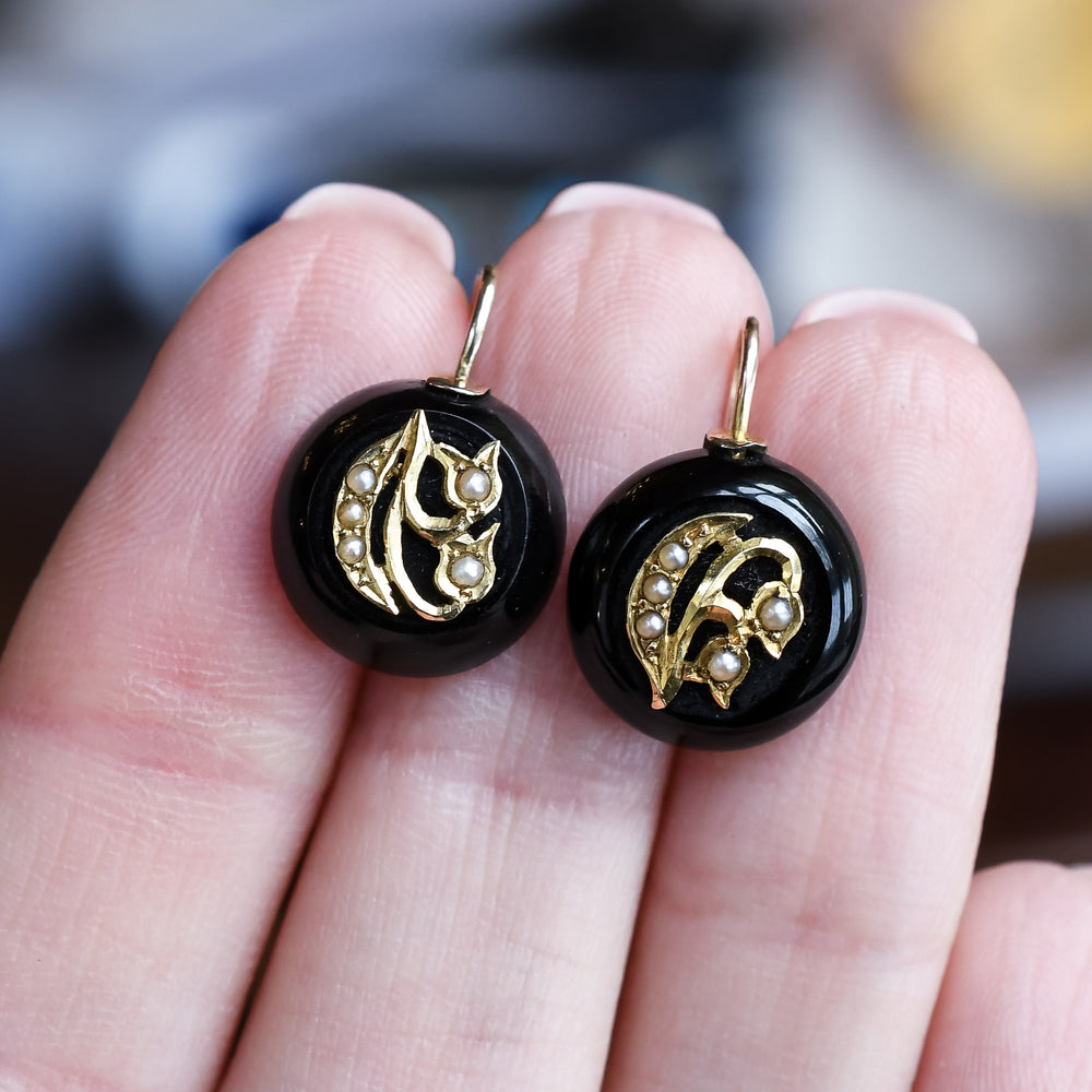 Victorian Jet Lily Of The Valley Earrings