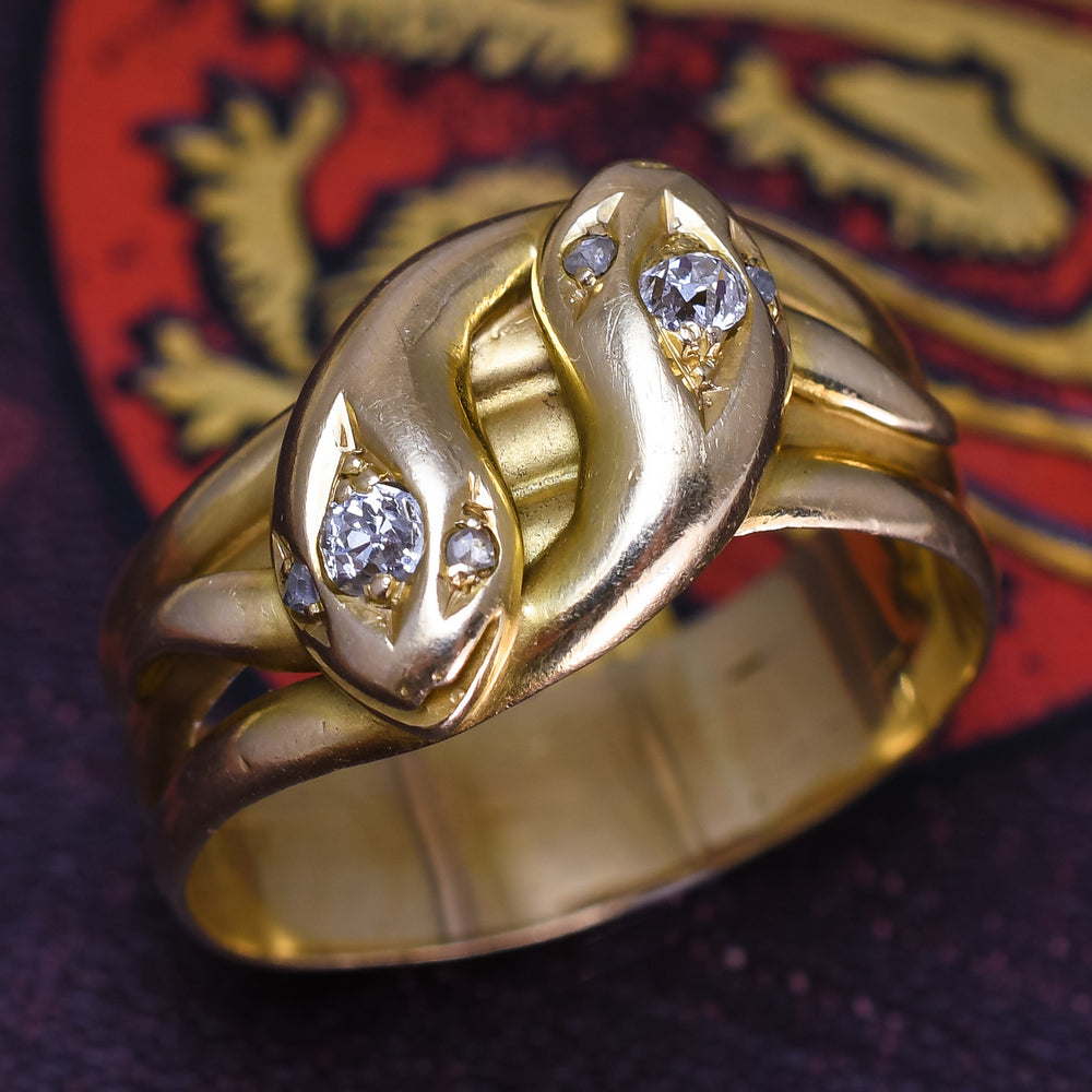 Victorian Diamond Double Snake Ring