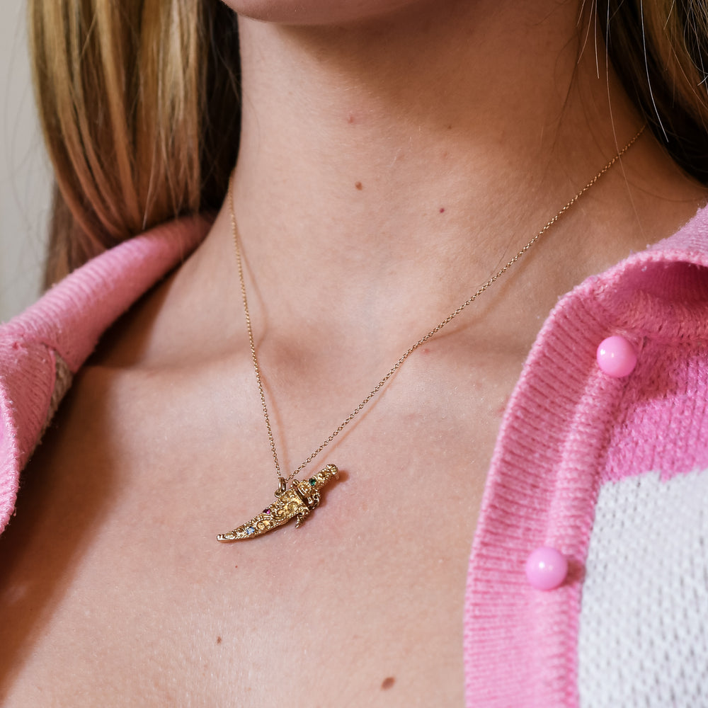 Vintage Multi-Gem Dagger Charm