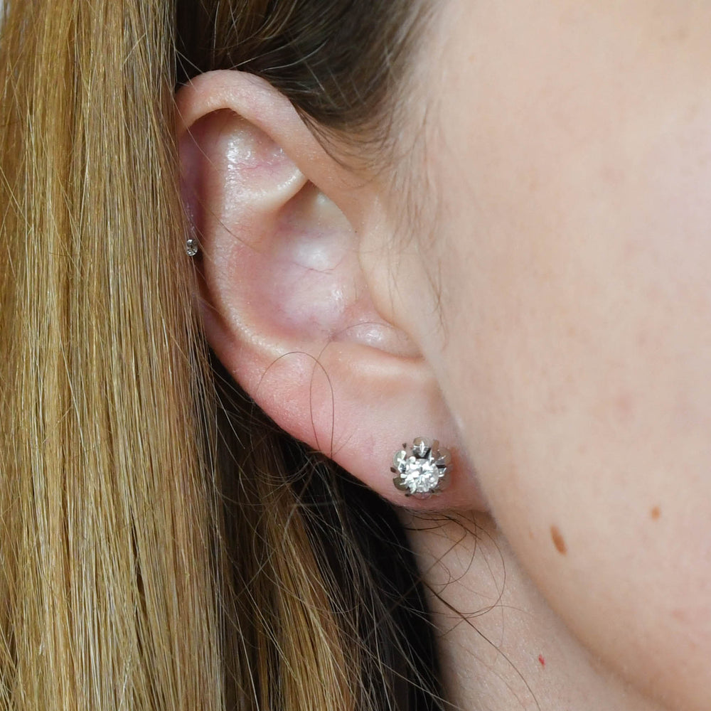 Art Deco Diamond Flower Stud Earrings