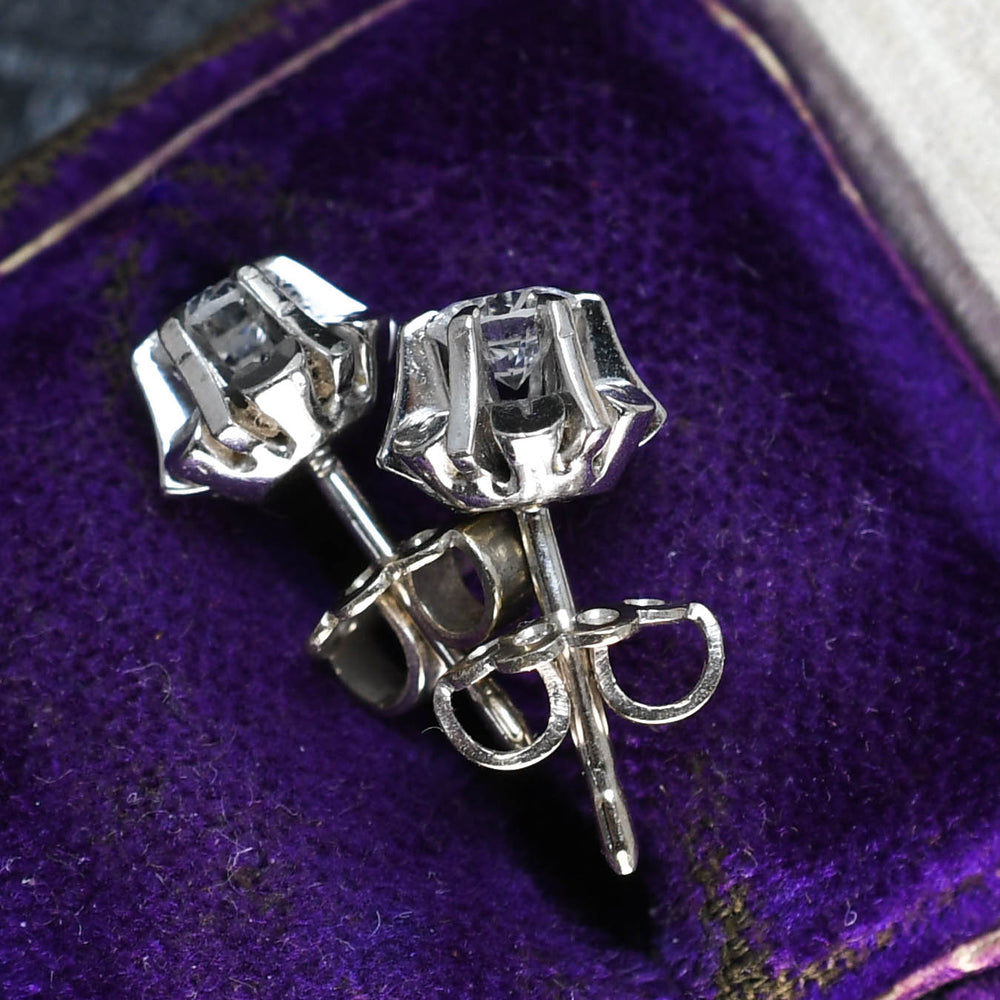 Art Deco Diamond Flower Stud Earrings