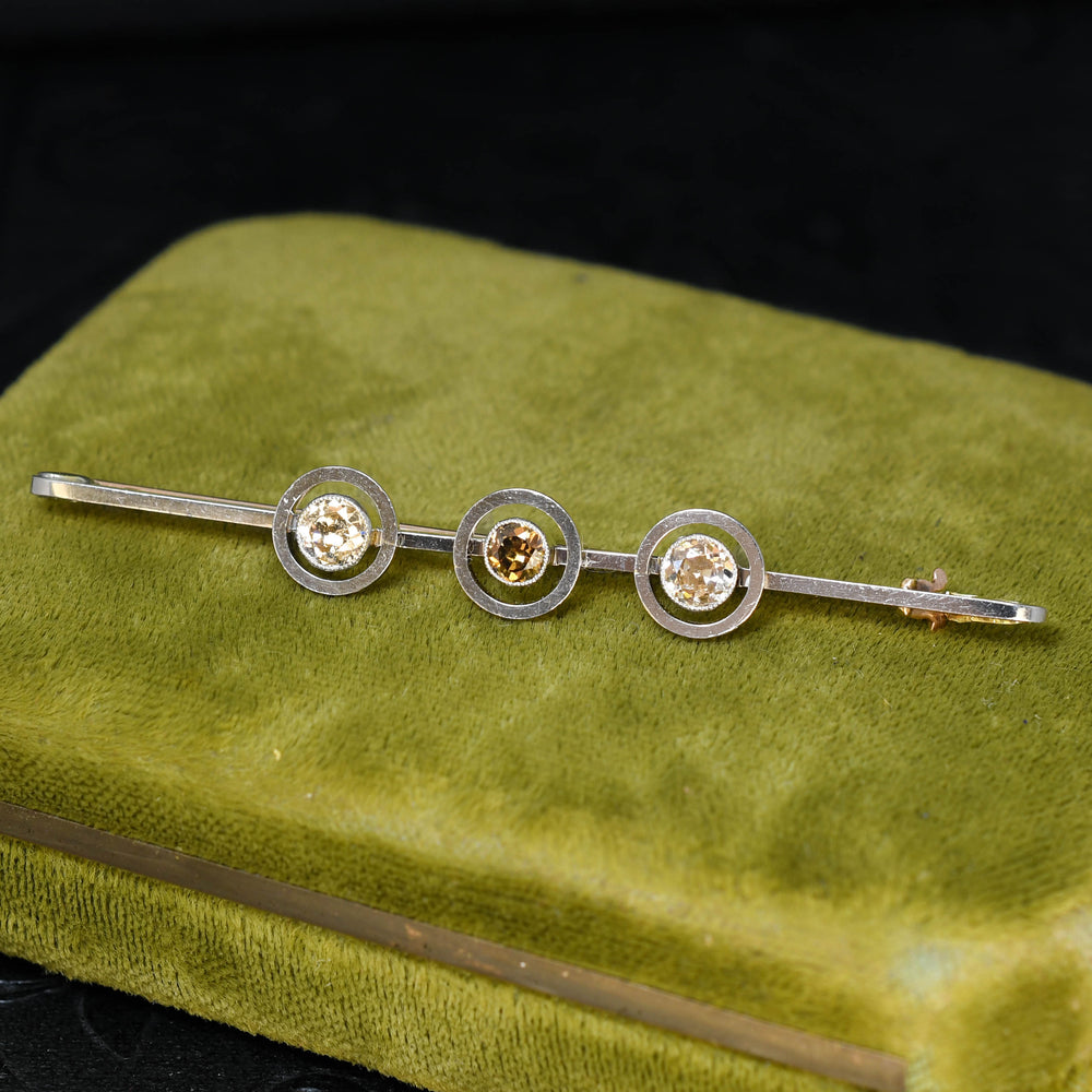 Edwardian Fancy Light Pinkish & Brown Diamond Hair Pin Brooch