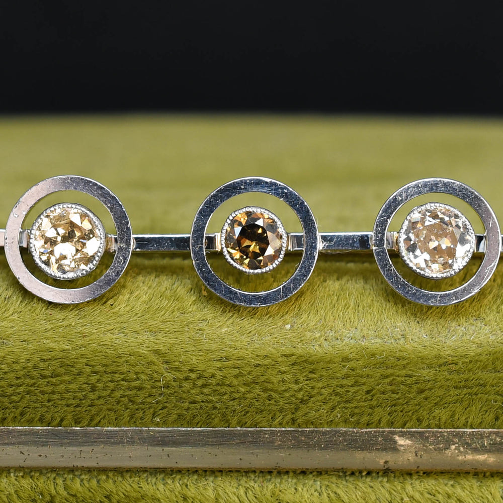 Edwardian Fancy Light Pinkish & Brown Diamond Hair Pin Brooch