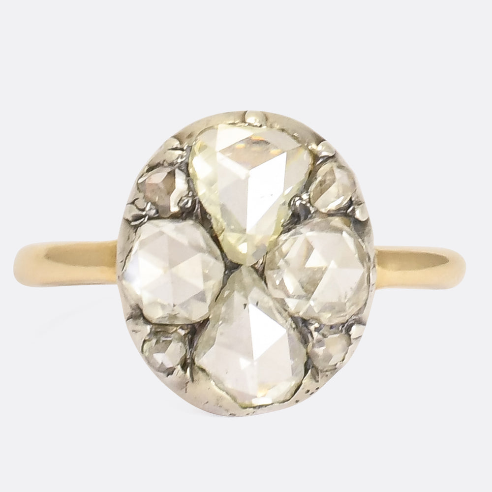 Victorian Rose Cut Diamond Cluster Ring