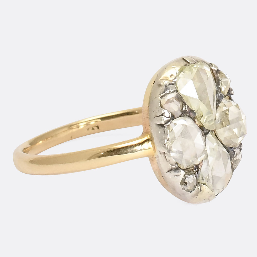 Victorian Rose Cut Diamond Cluster Ring