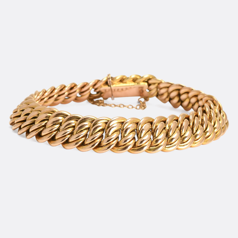 Victorian 15k Gold Woven Curb-Link Bracelet