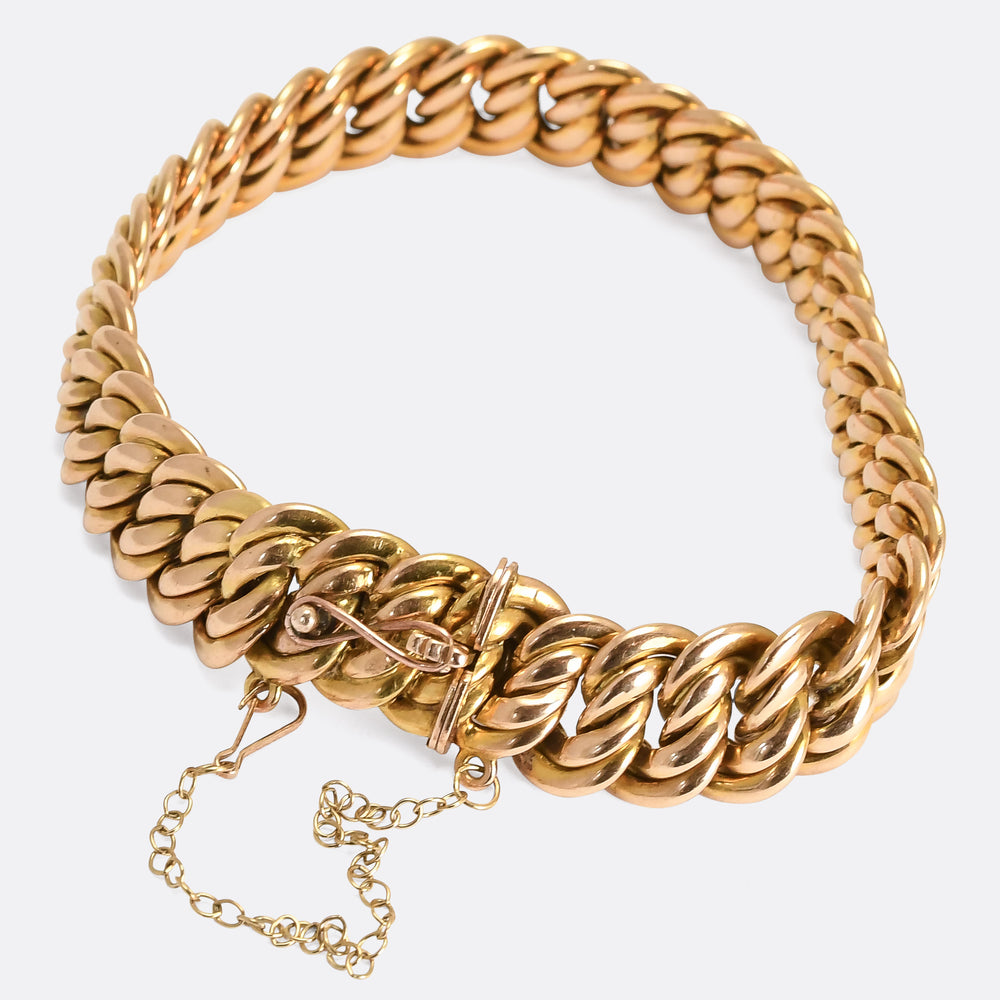 Victorian 15k Gold Woven Curb-Link Bracelet