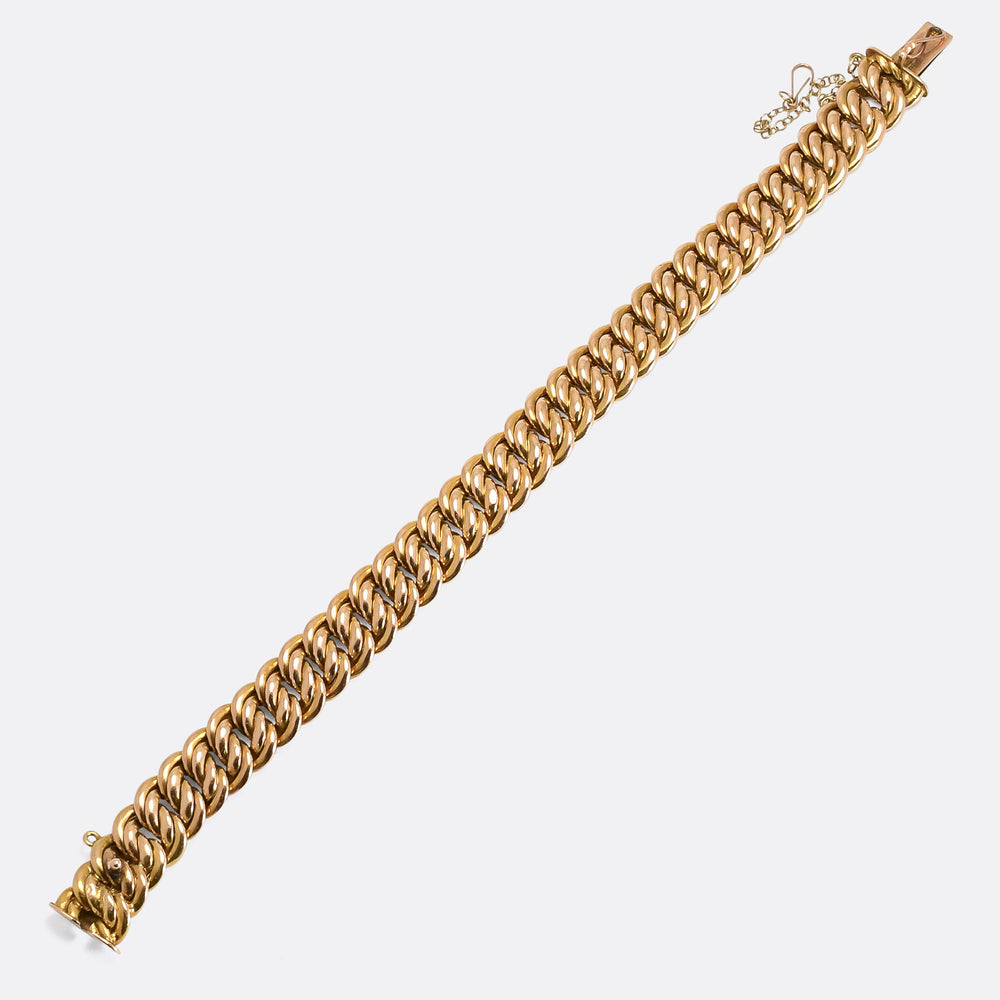Victorian 15k Gold Woven Curb-Link Bracelet