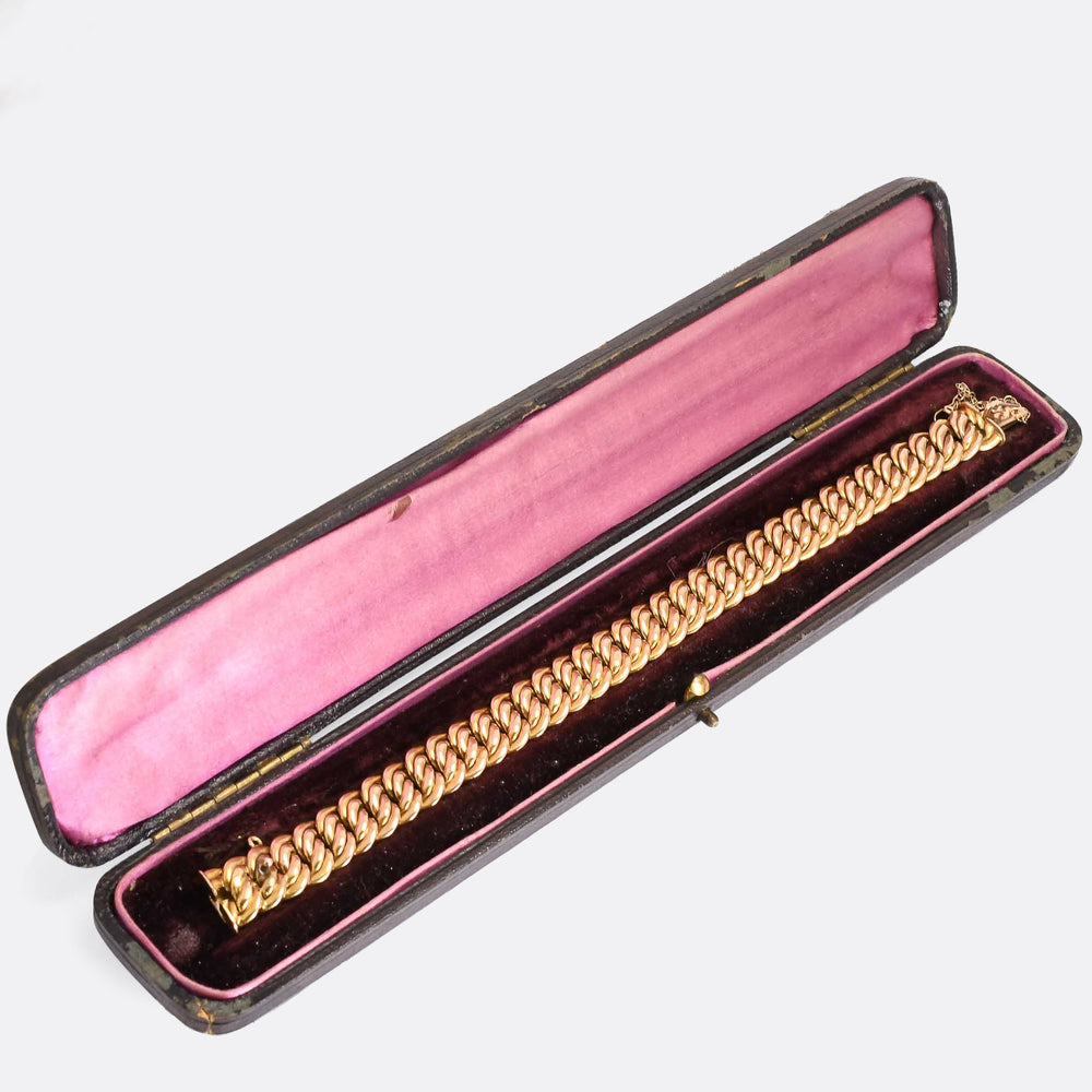 Victorian 15k Gold Woven Curb-Link Bracelet