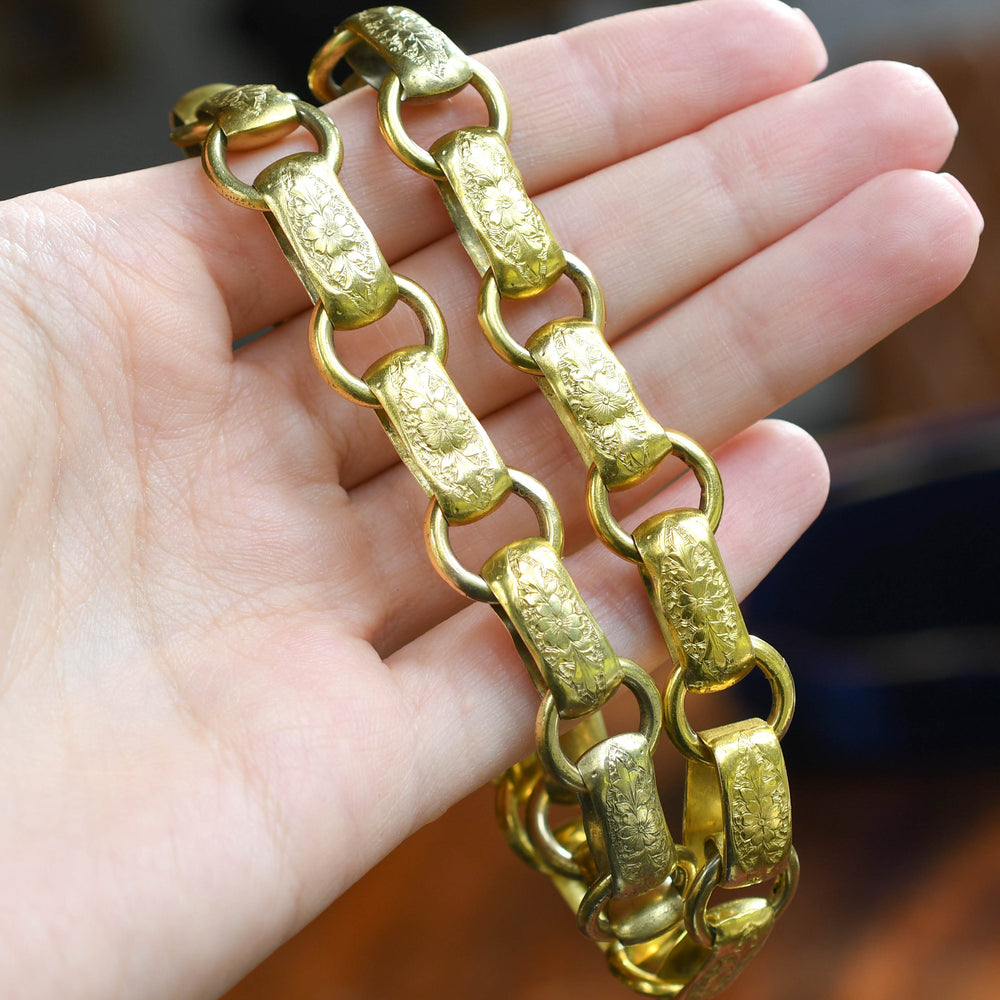 Victorian 15k Gold Book Chain Collar