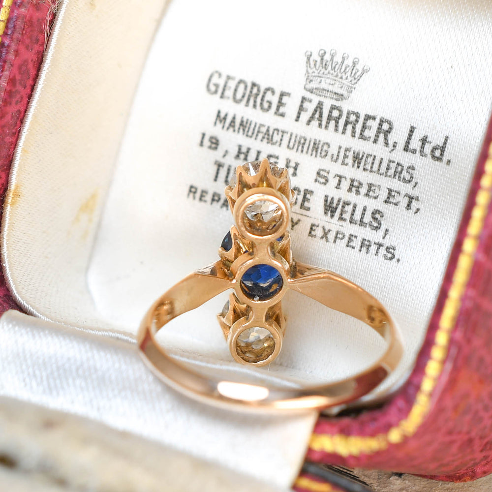 Late Victorian Sapphire & Diamond 3-Stone Ring