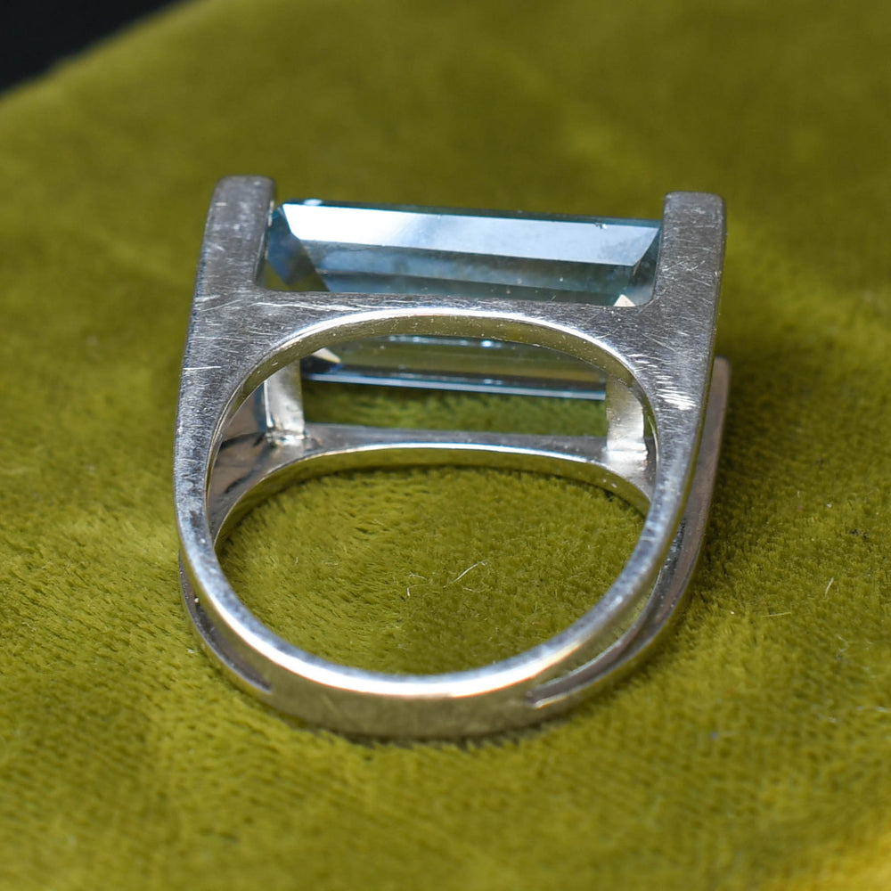 Vintage French 6.6ct Aquamarine Statement Ring