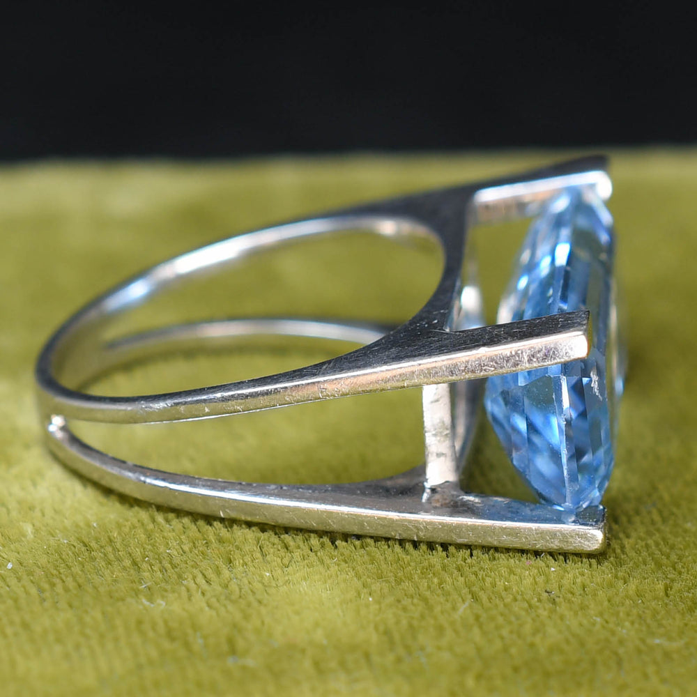 Vintage French 6.6ct Aquamarine Statement Ring