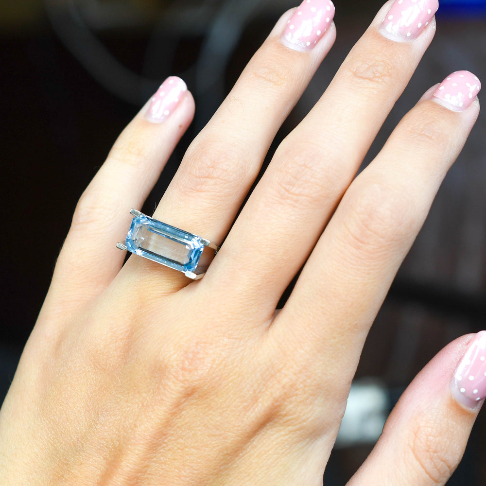 Vintage French 6.6ct Aquamarine Statement Ring