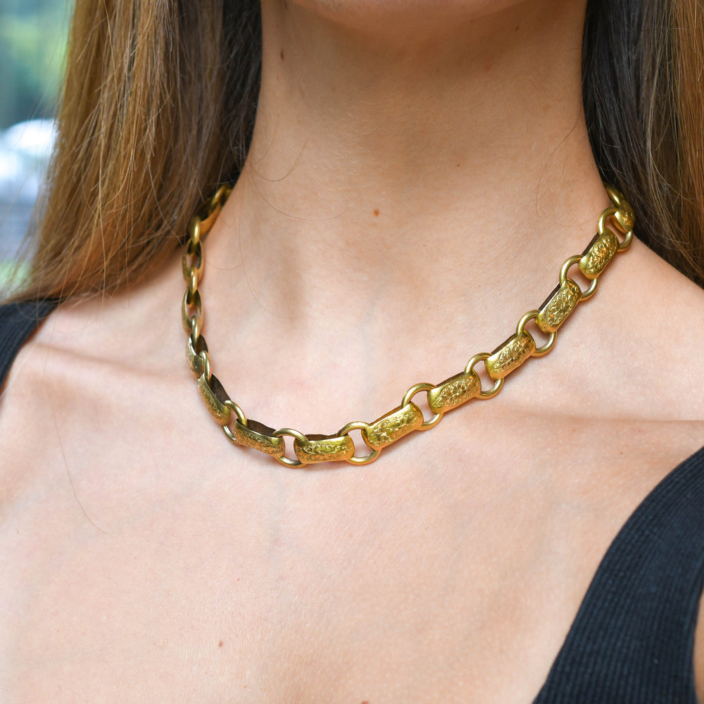 Victorian 15k Gold Book Chain Collar