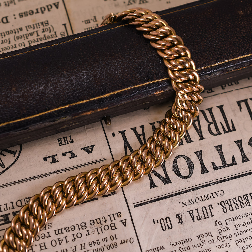 Victorian 15k Gold Woven Curb-Link Bracelet