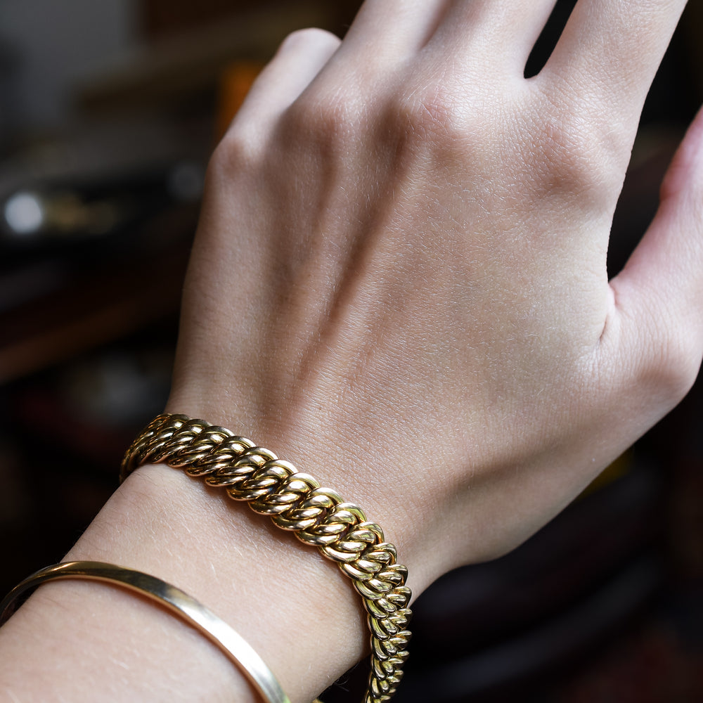 Victorian 15k Gold Woven Curb-Link Bracelet