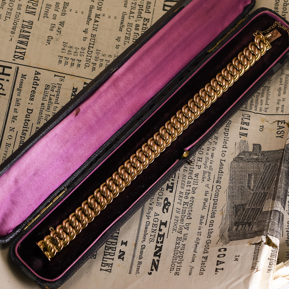 Victorian 15k Gold Woven Curb-Link Bracelet