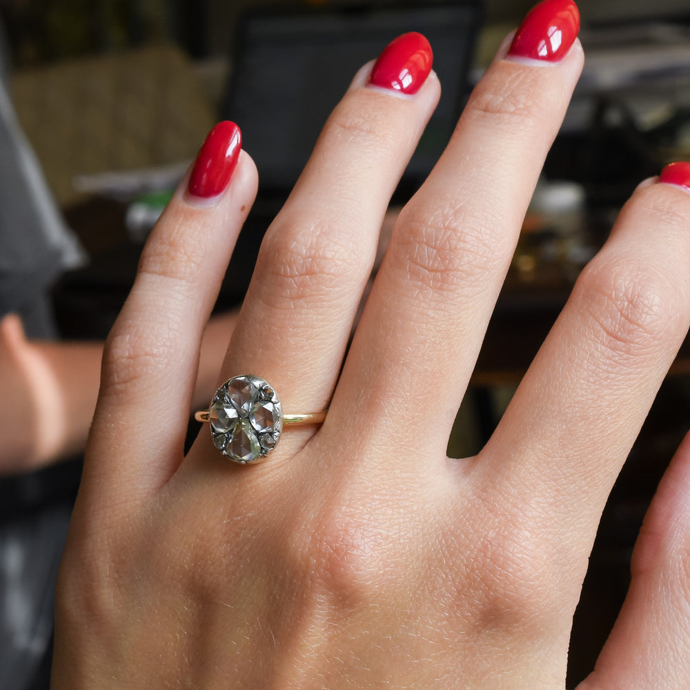 Victorian Rose Cut Diamond Cluster Ring