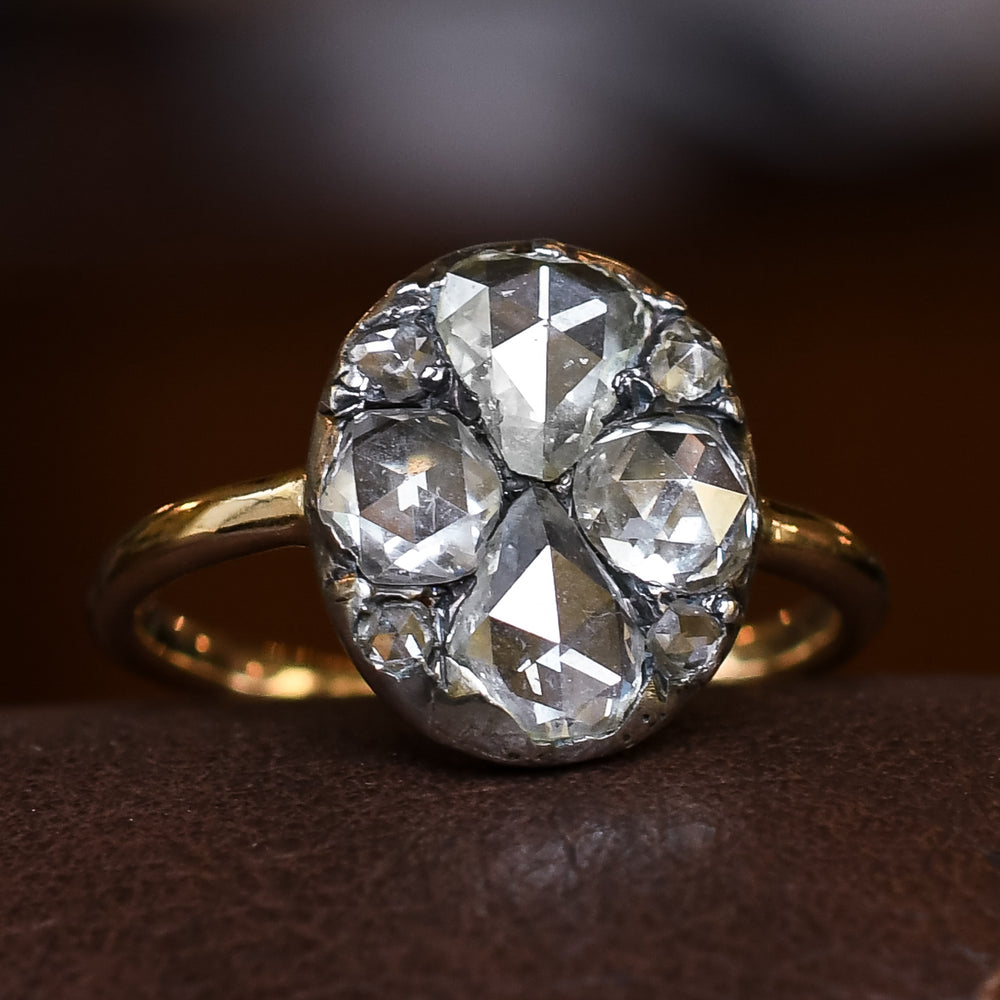 Victorian Rose Cut Diamond Cluster Ring