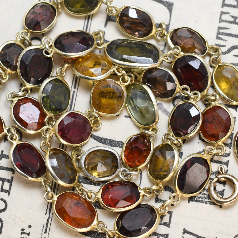 Art Deco Multi-Gem Chain Necklace