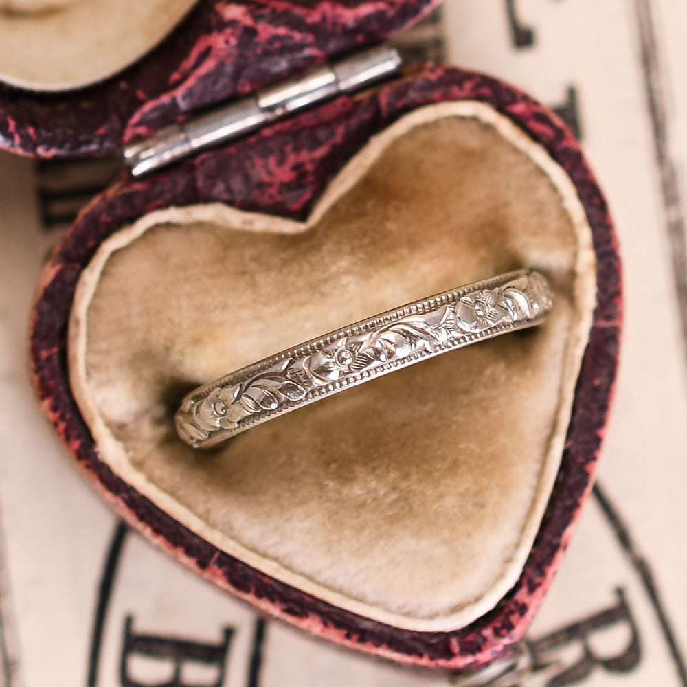 1920's Russian White Gold Wedding Band