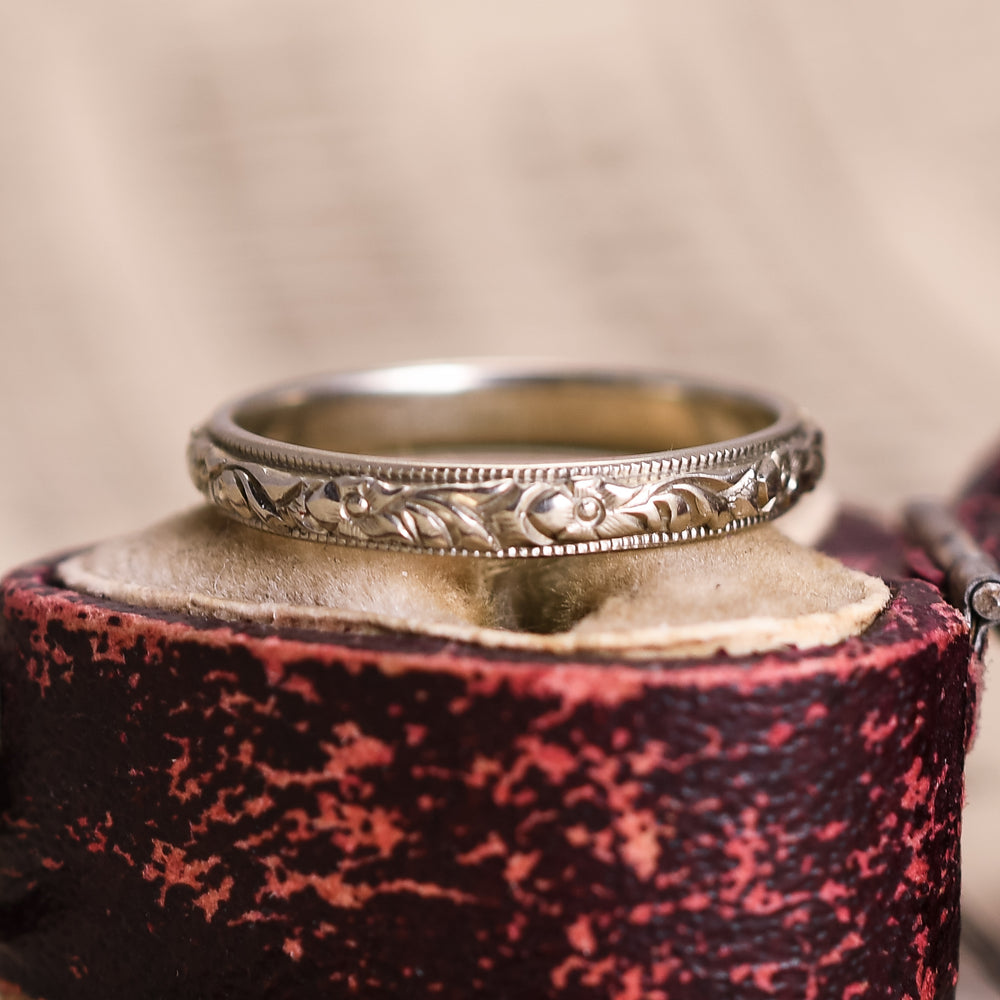 1920's Russian White Gold Wedding Band