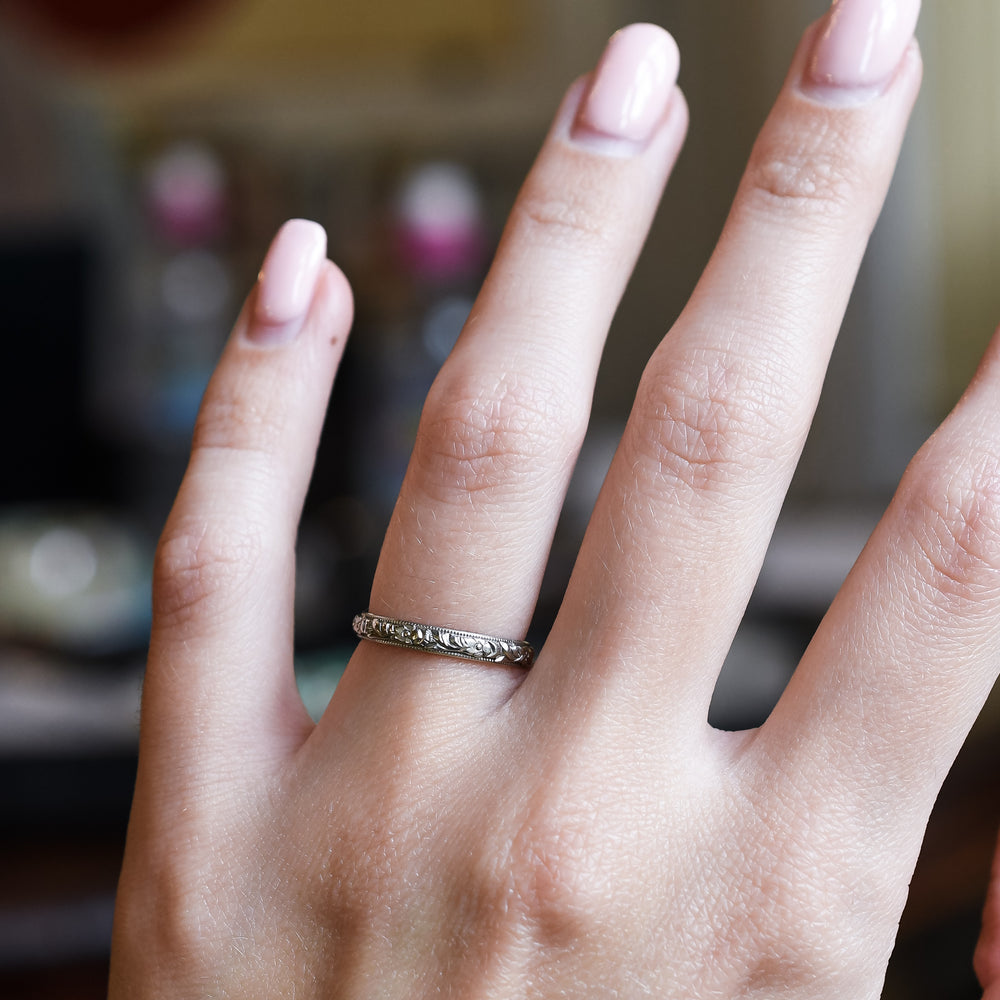 1920's Russian White Gold Wedding Band