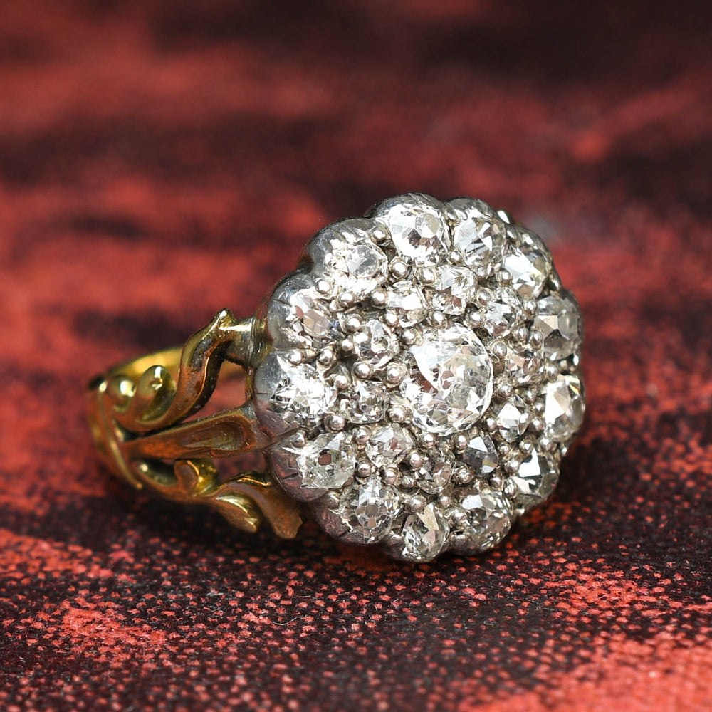 Georgian Old Cut Diamond Cobblestone Cluster Ring
