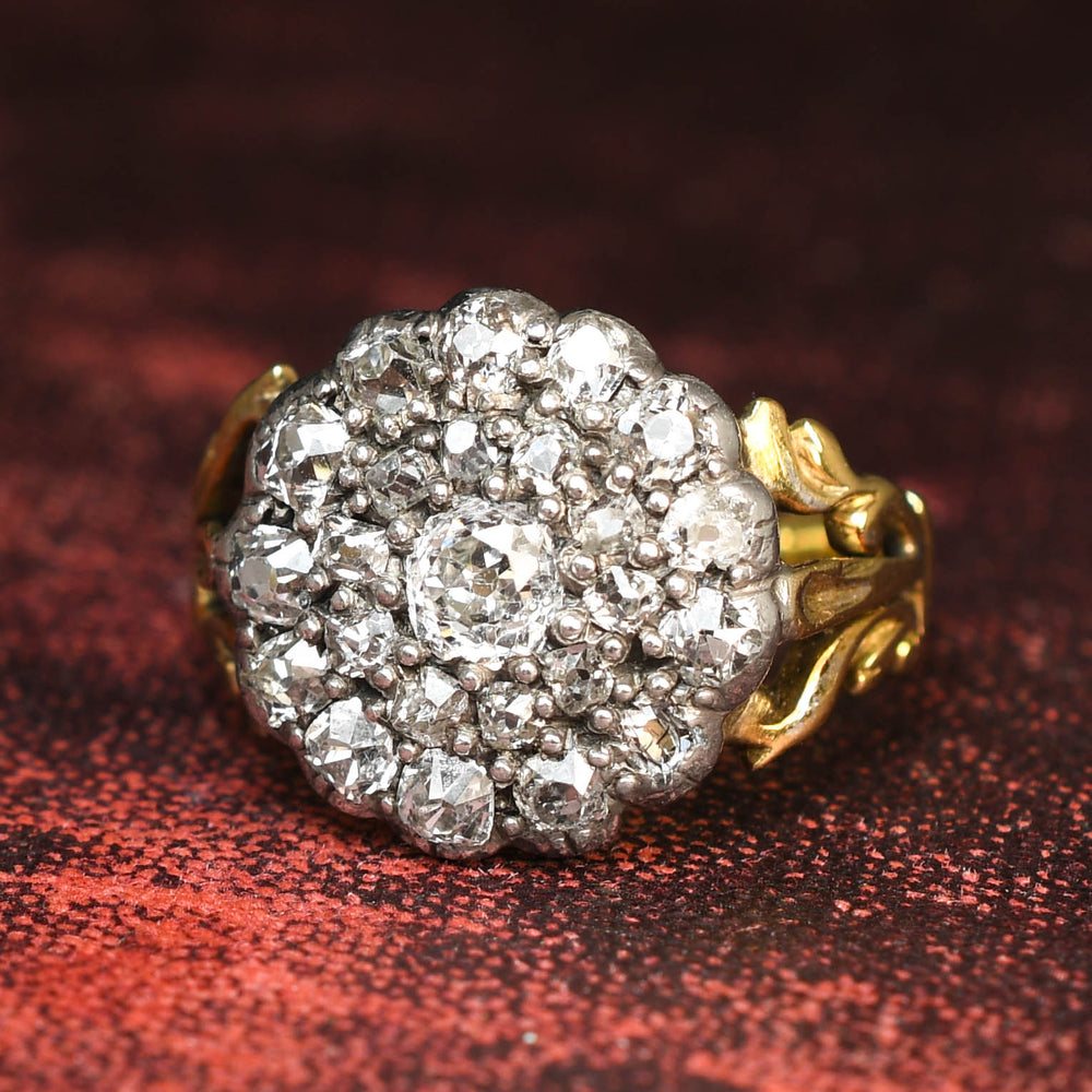 Georgian Old Cut Diamond Cobblestone Cluster Ring