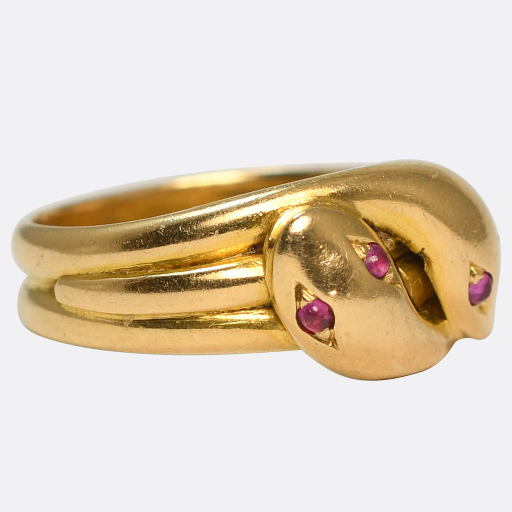 Edwardian Ruby Double Snake Ring