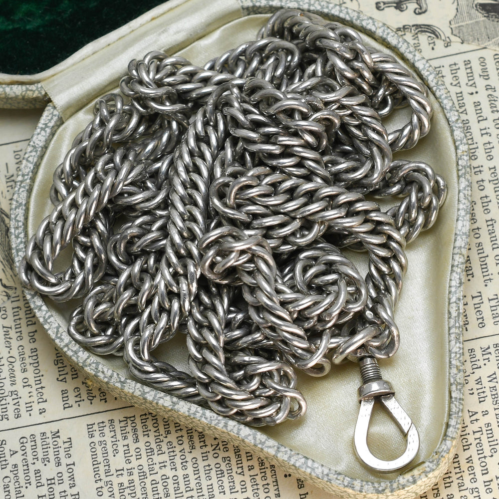 Victorian Heavy Silver Guard Chain 60
