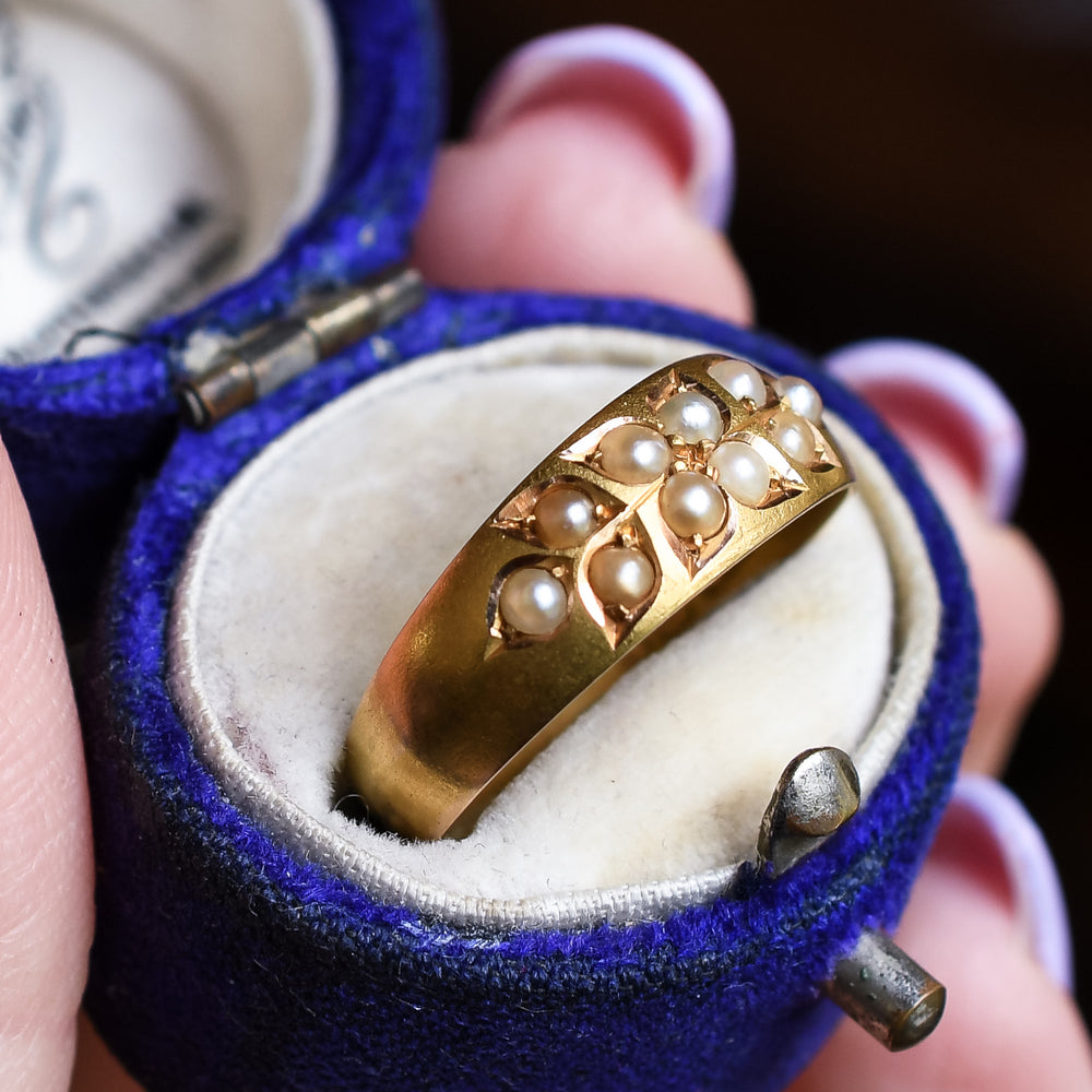 Victorian 15k Gold Seed Pearl Ring