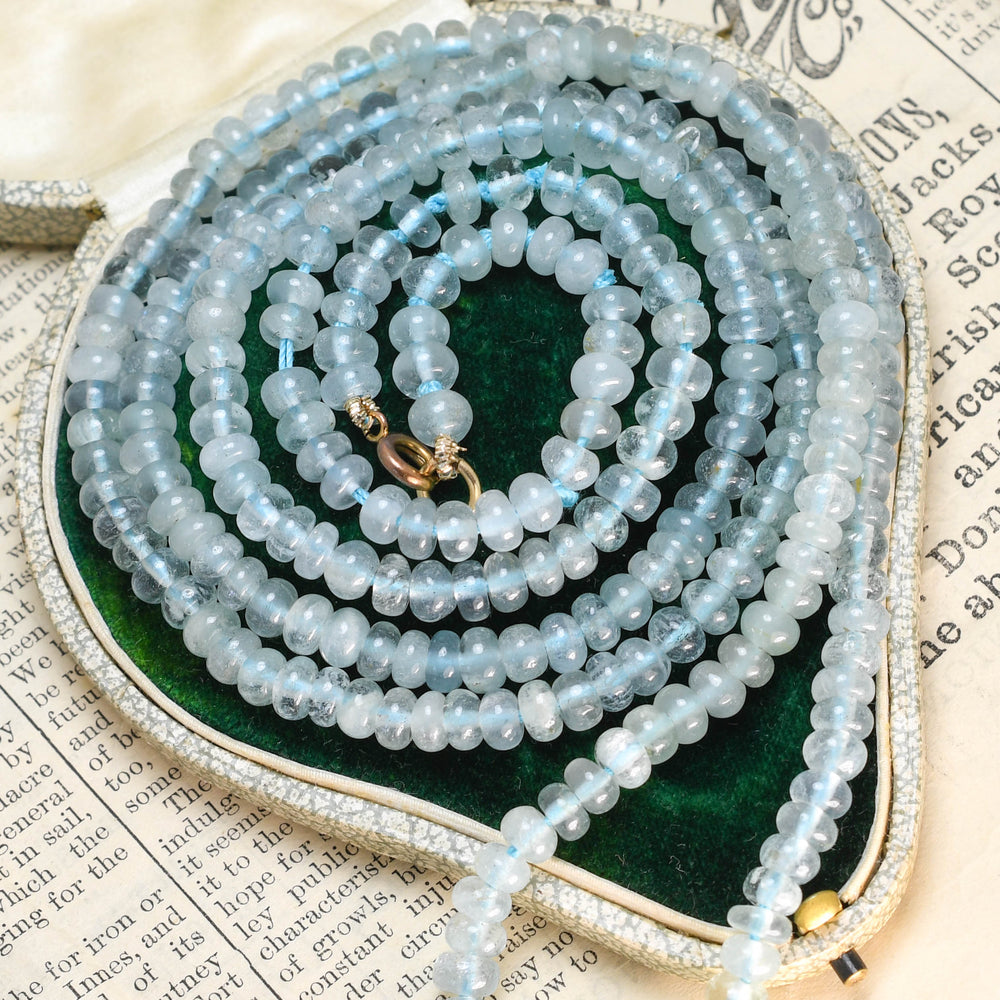 1920's Aquamarine Bead Necklace