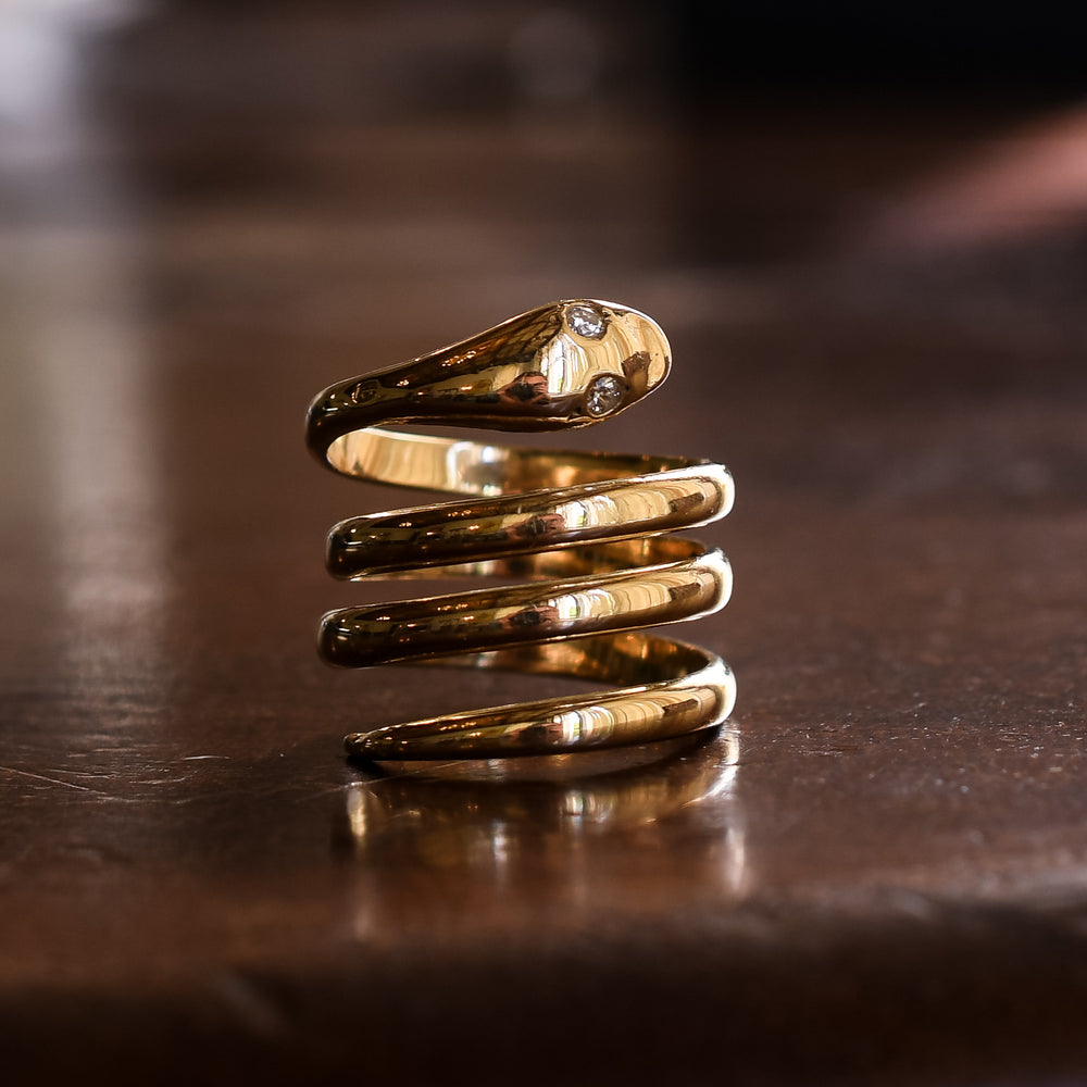 Art Deco Diamond Coiled Snake Ring