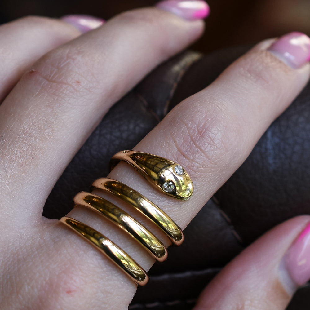 Art Deco Diamond Coiled Snake Ring