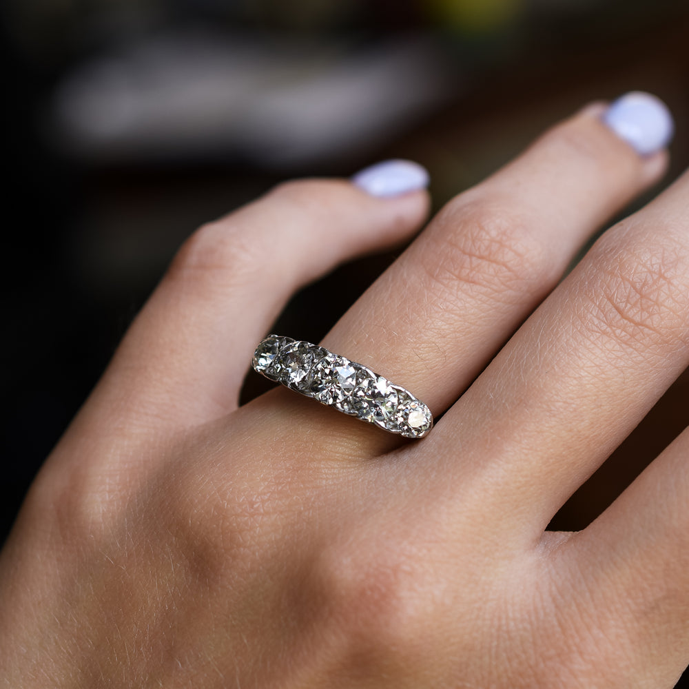 Early 20th Century  5 Stone Half Hoop Diamond Ring