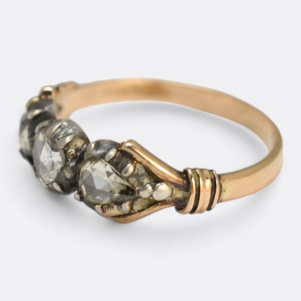 Georgian Rose Cut Diamond Three-Stone Ring