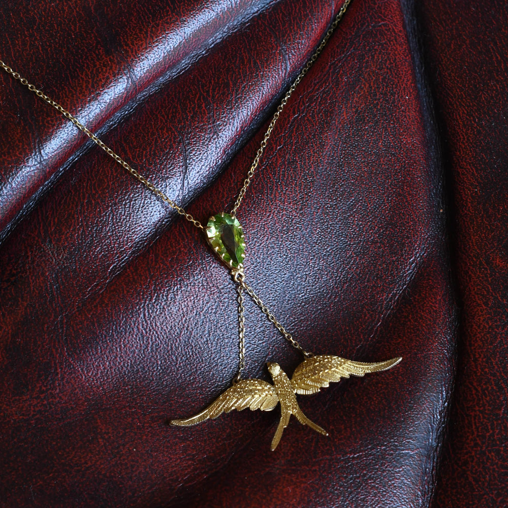 Edwardian Peridot Swallow Necklace