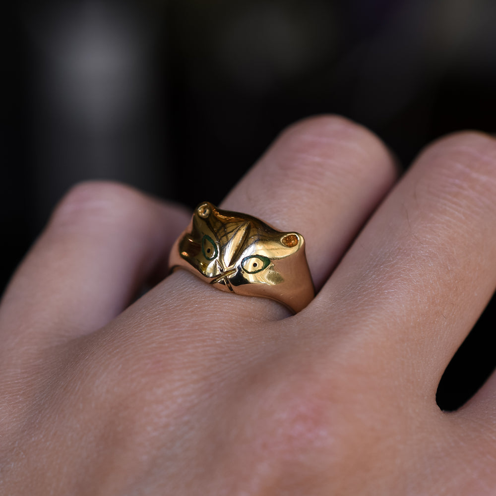 Vintage 18k Gold Cat Ring