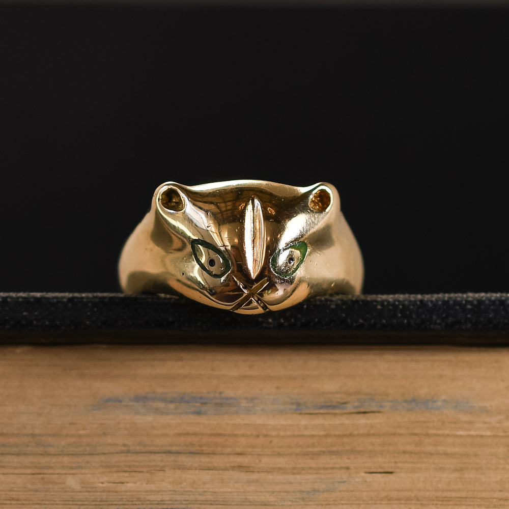 Vintage 18k Gold Cat Ring