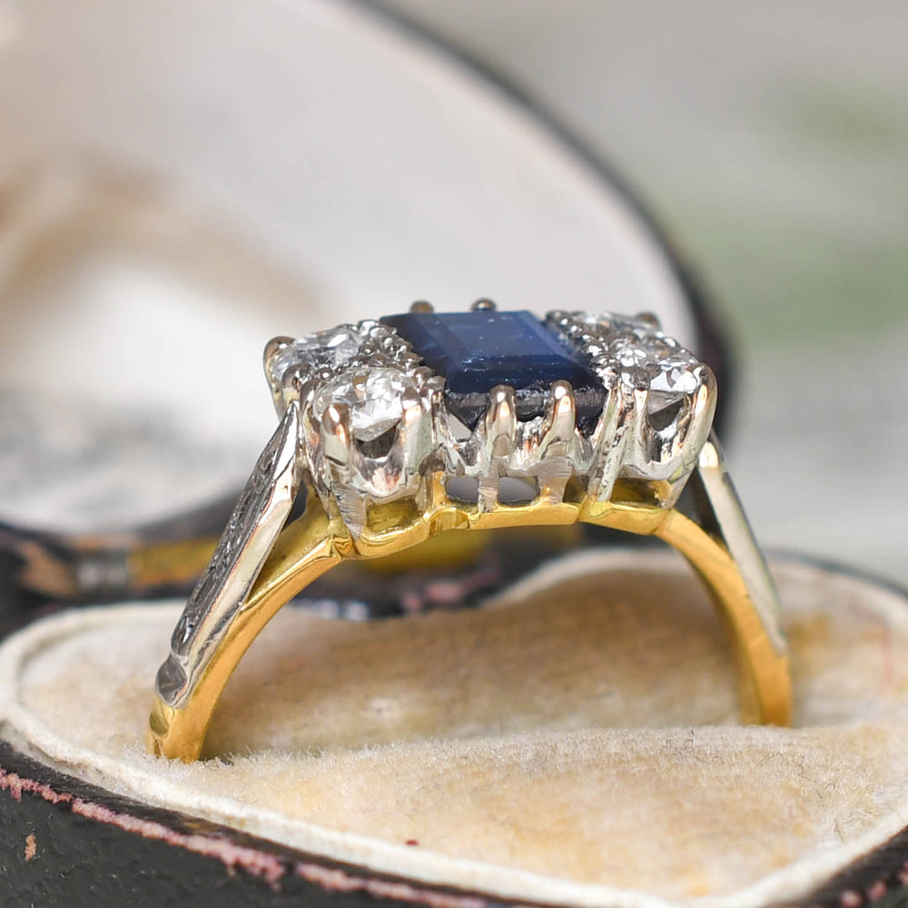 1920's Sapphire & Diamond Cluster Ring