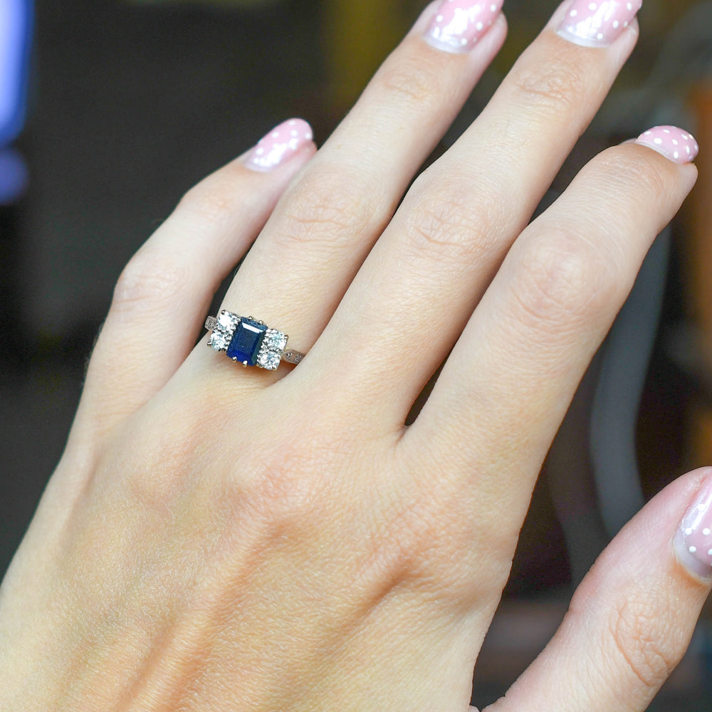 1920's Sapphire & Diamond Cluster Ring