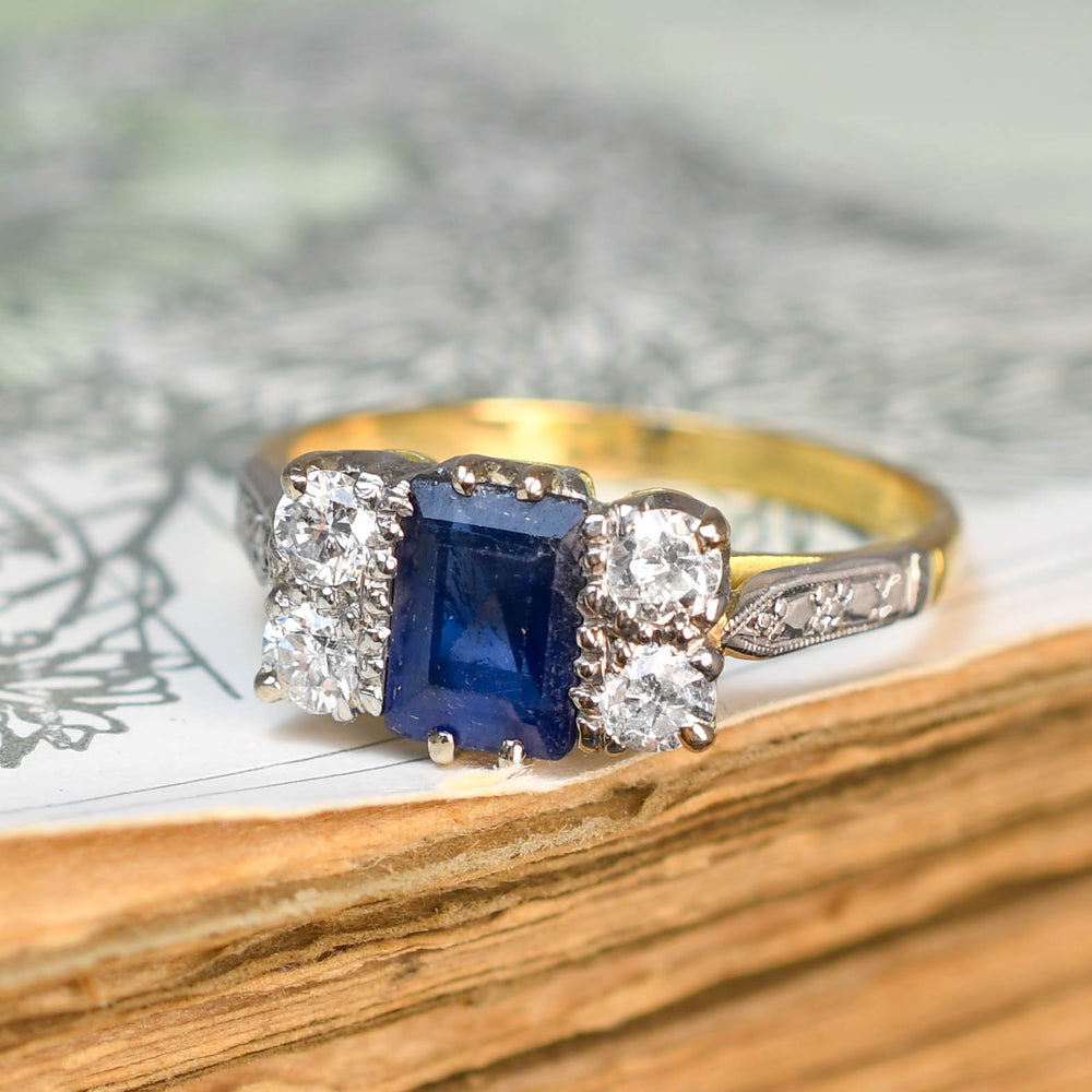 1920's Sapphire & Diamond Cluster Ring