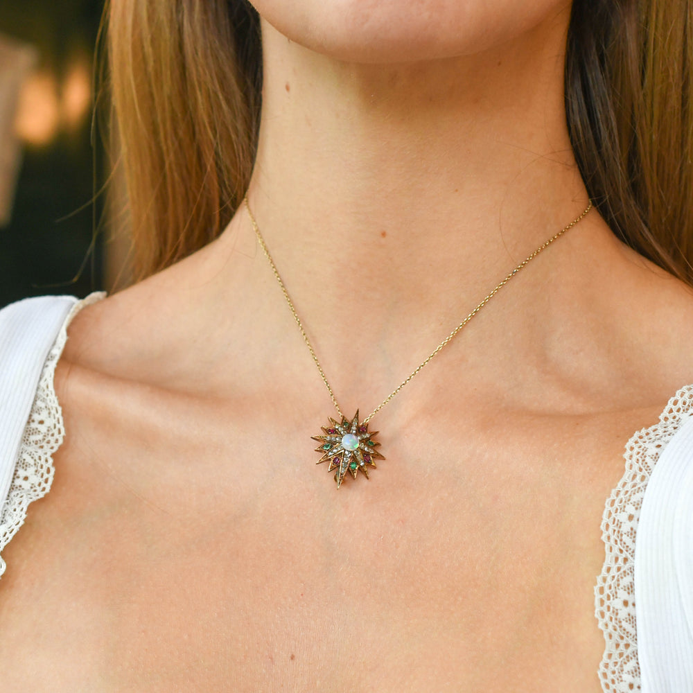 Victorian Multi-Gem Star Brooch