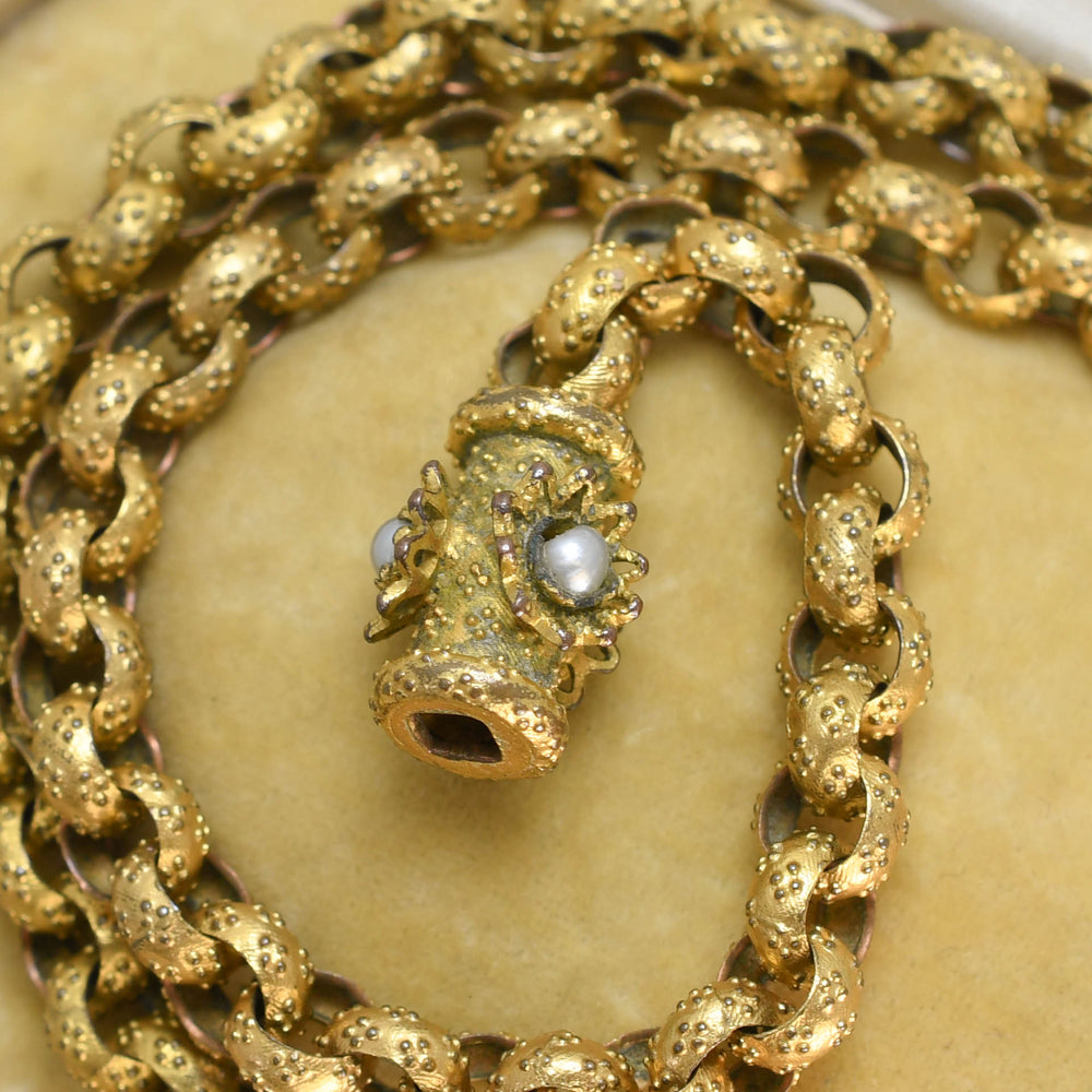 Georgian Pinchbeck Pearl Chain Necklace