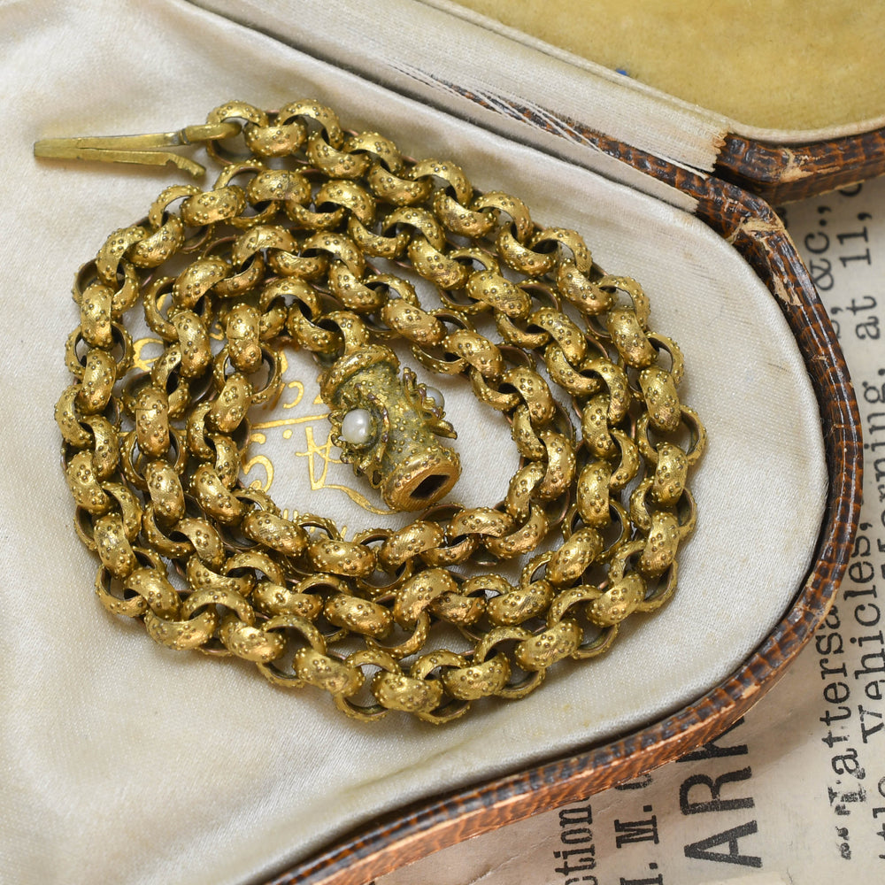 Georgian Pinchbeck Pearl Chain Necklace