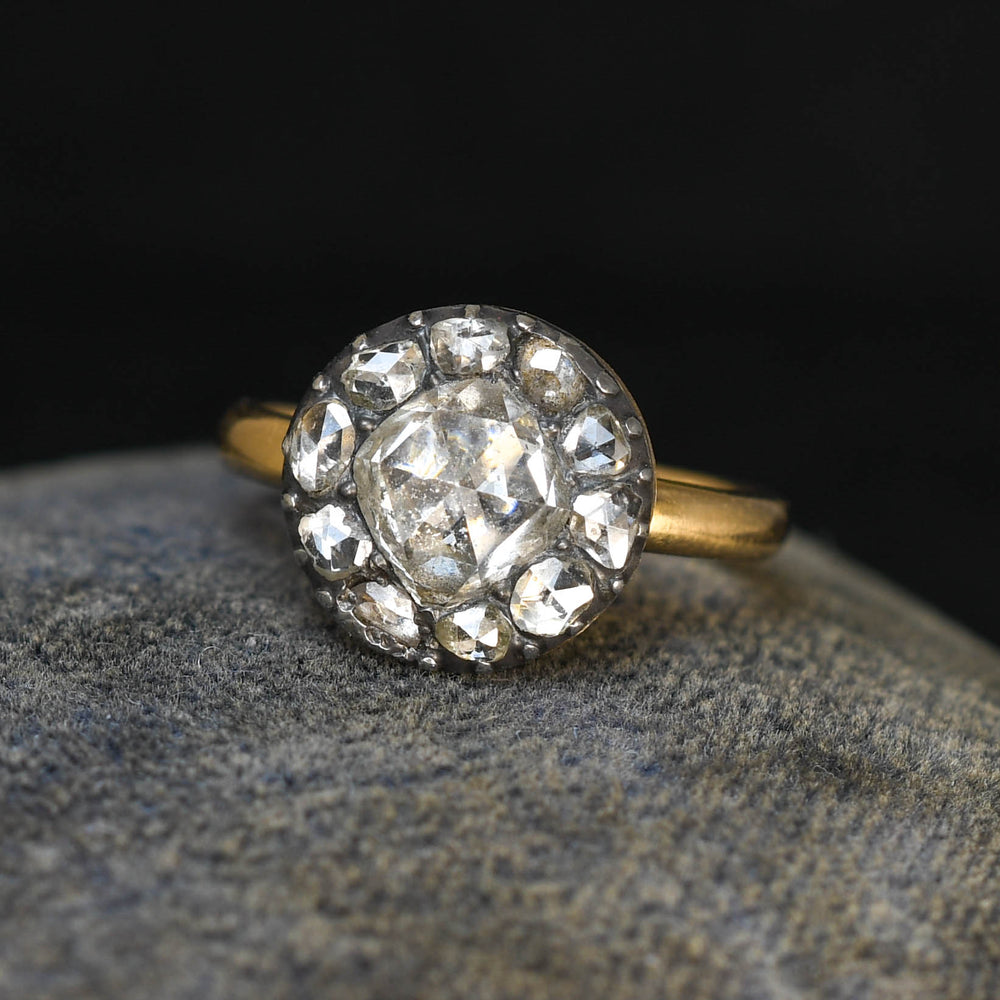 Georgian Rose Cut Diamond Cluster Ring