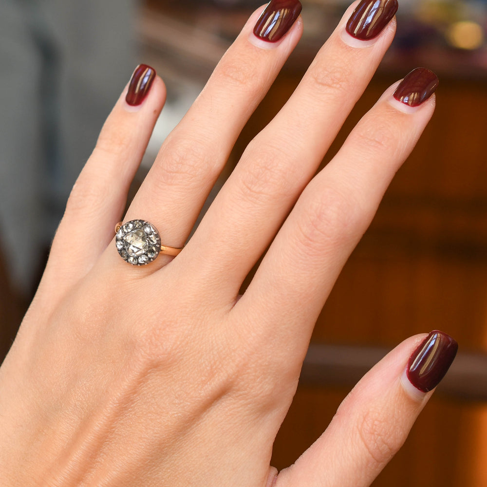 Georgian Rose Cut Diamond Cluster Ring