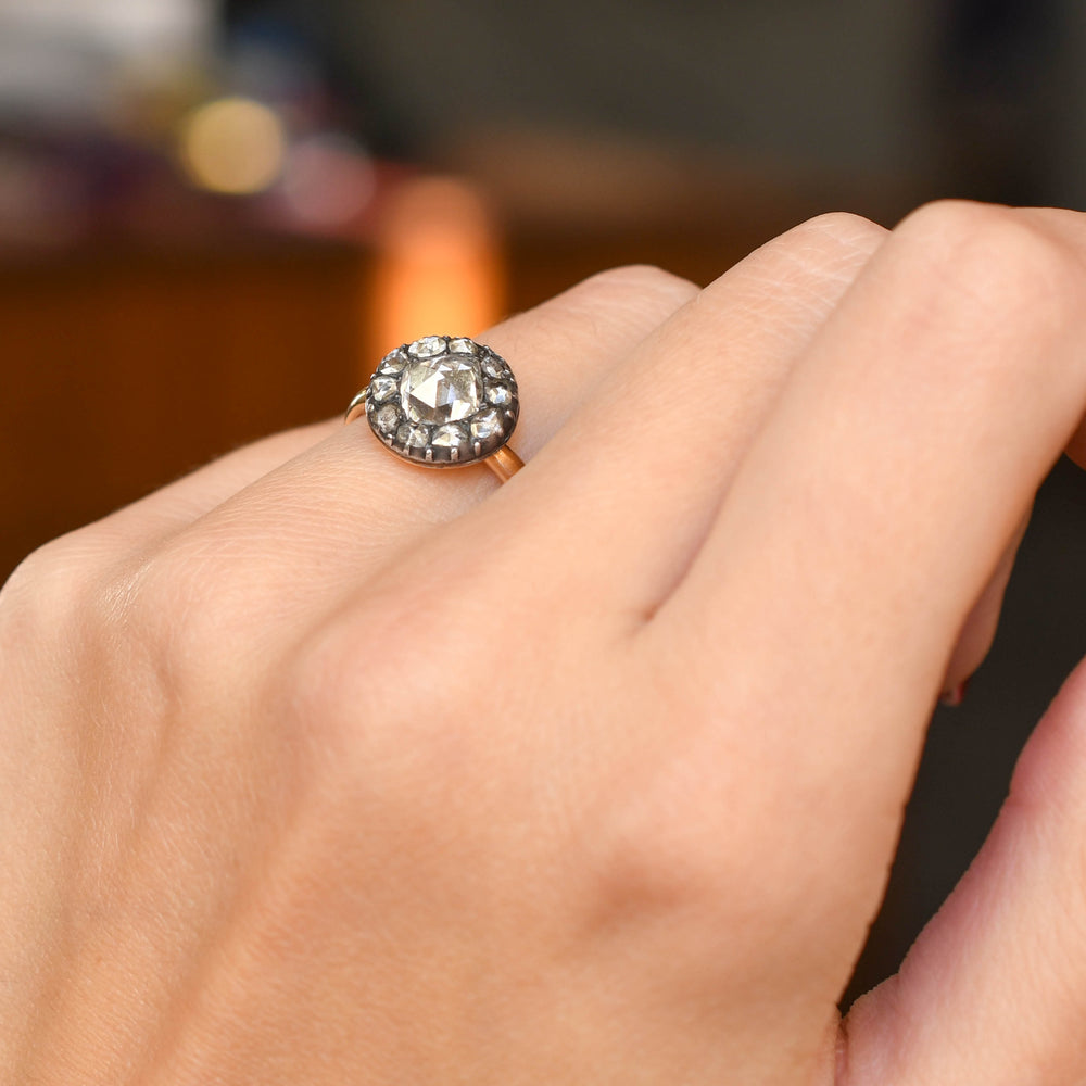 Georgian Rose Cut Diamond Cluster Ring